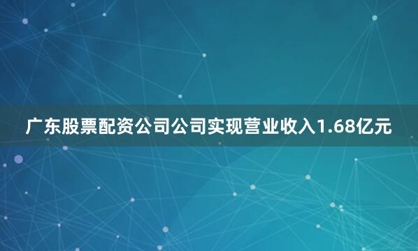 广东股票配资公司公司实现营业收入1.68亿元